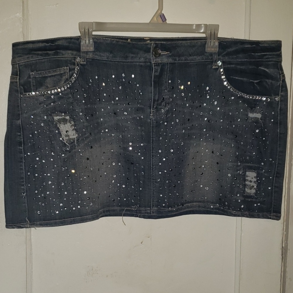 Rhinestone Denim Skirt